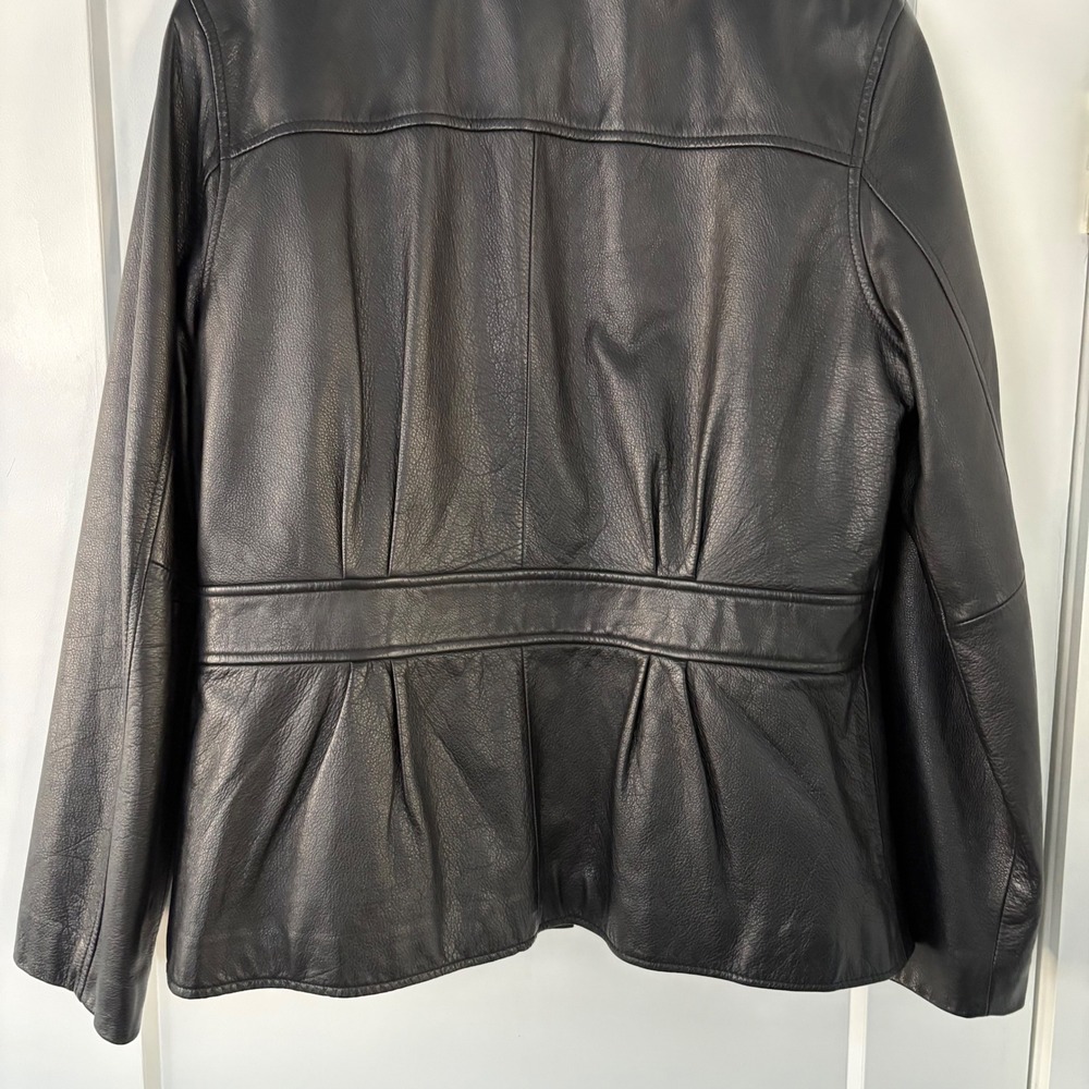 Wilsons Leather Jacket Black Thinsulate Ultra Insulated Zip Up Womens LG Biker - Picture 13 of 13